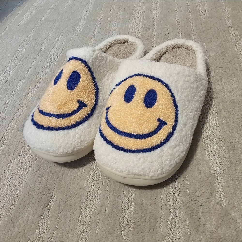 Creme & Orange Smiley Slippers